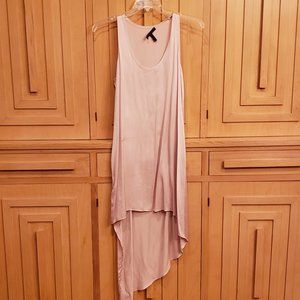 Asymmetrical BCBG pink/nude silk tank dress